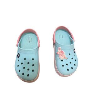 CROCS Kids Croc band Ice Blue & Pink Clogs Rubber Size 12 Girls Slip On Shoes